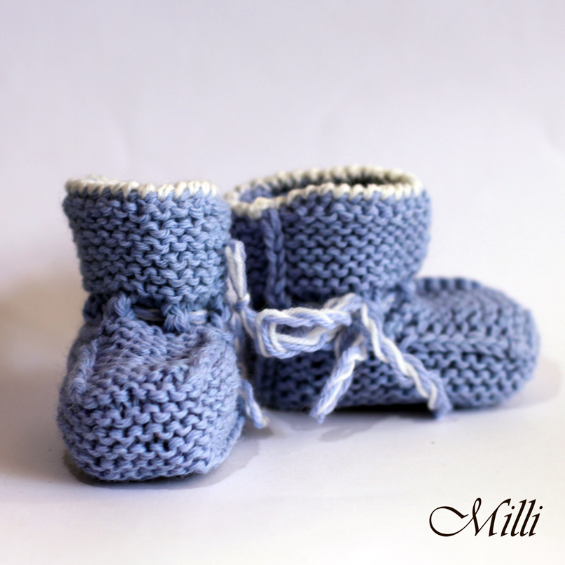 Knitted baby boots by Milli, 9cm length