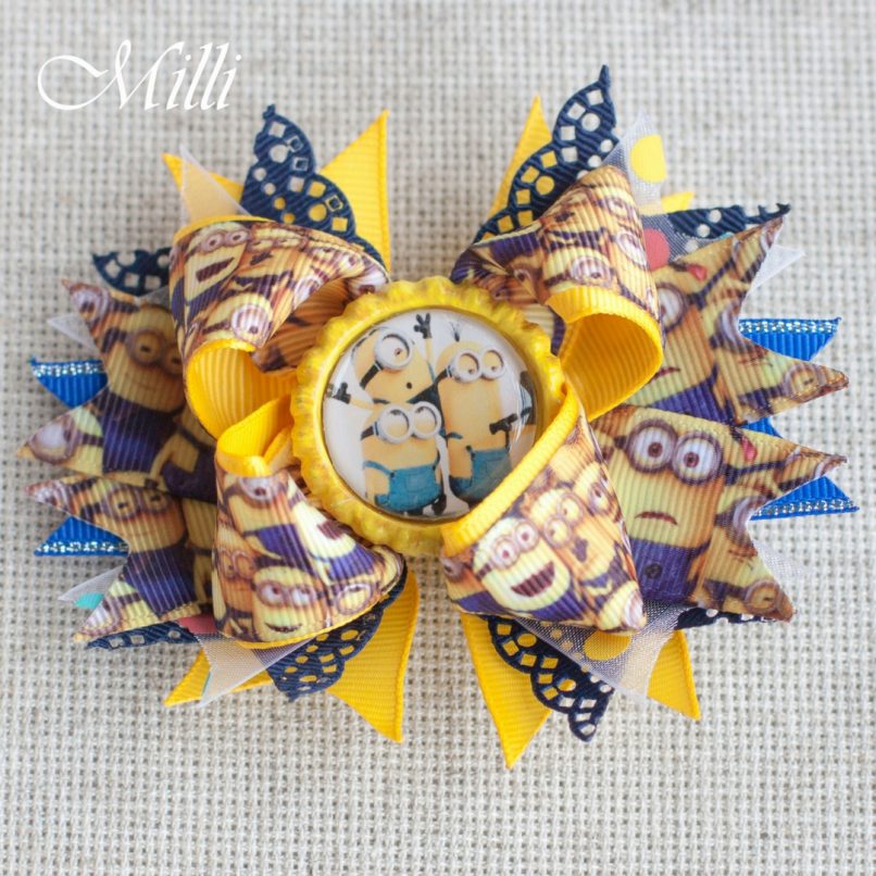 #107 Big hair bow Minions by MilliCrafts.com - 1pcs available