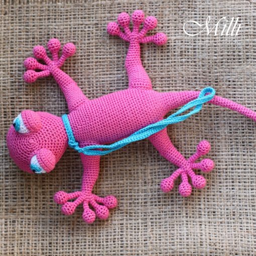 Handmade Baby toy Gecko Pink by MilliCrafts.comHandmade Baby toy Gecko Pink by MilliCrafts.com