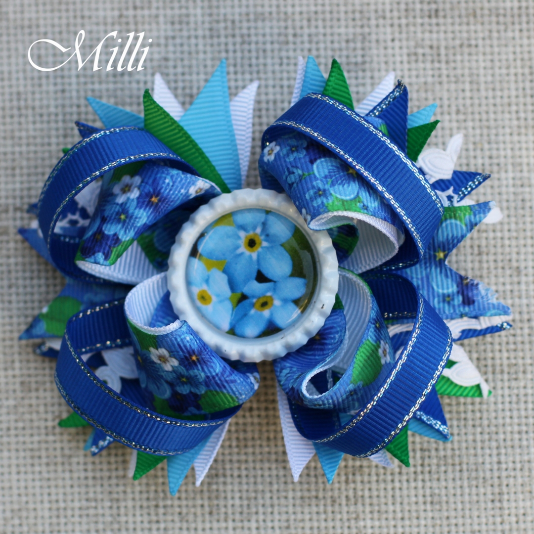 #109 Big hair bow Spring Flowers by MilliCrafts.com - 1pcs available