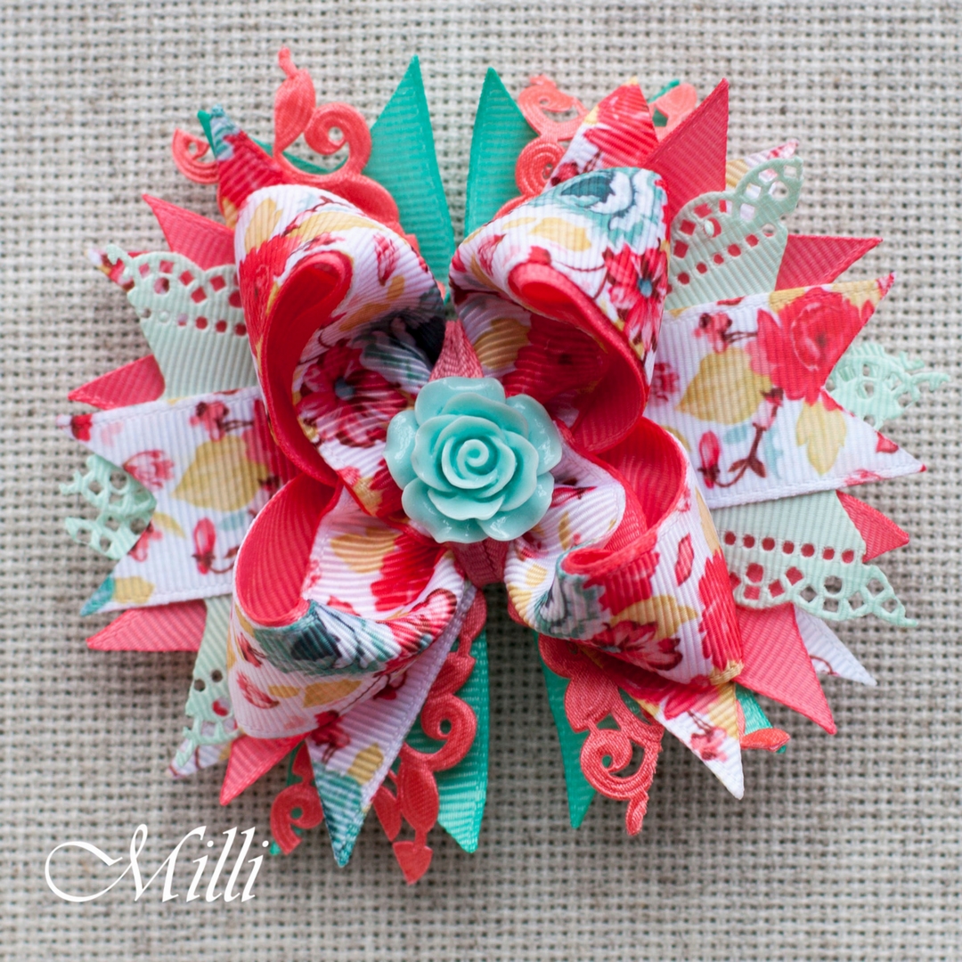 #103 Big hair bow clip Pastel Rose by MilliCrafts.com - 2pcs available