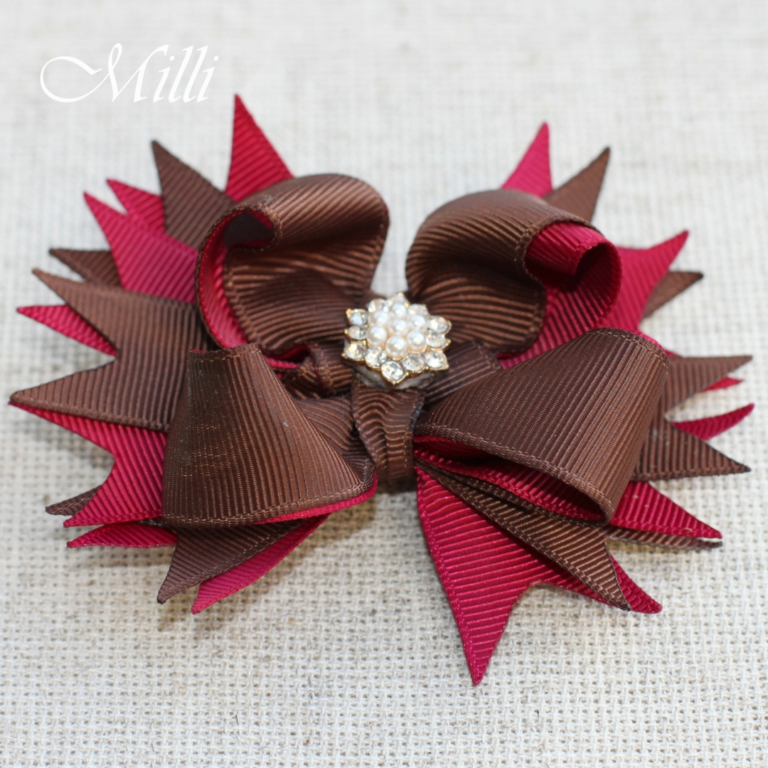 #110 Big hair bow Autumn Flower by MilliCrafts.com - 1pcs available