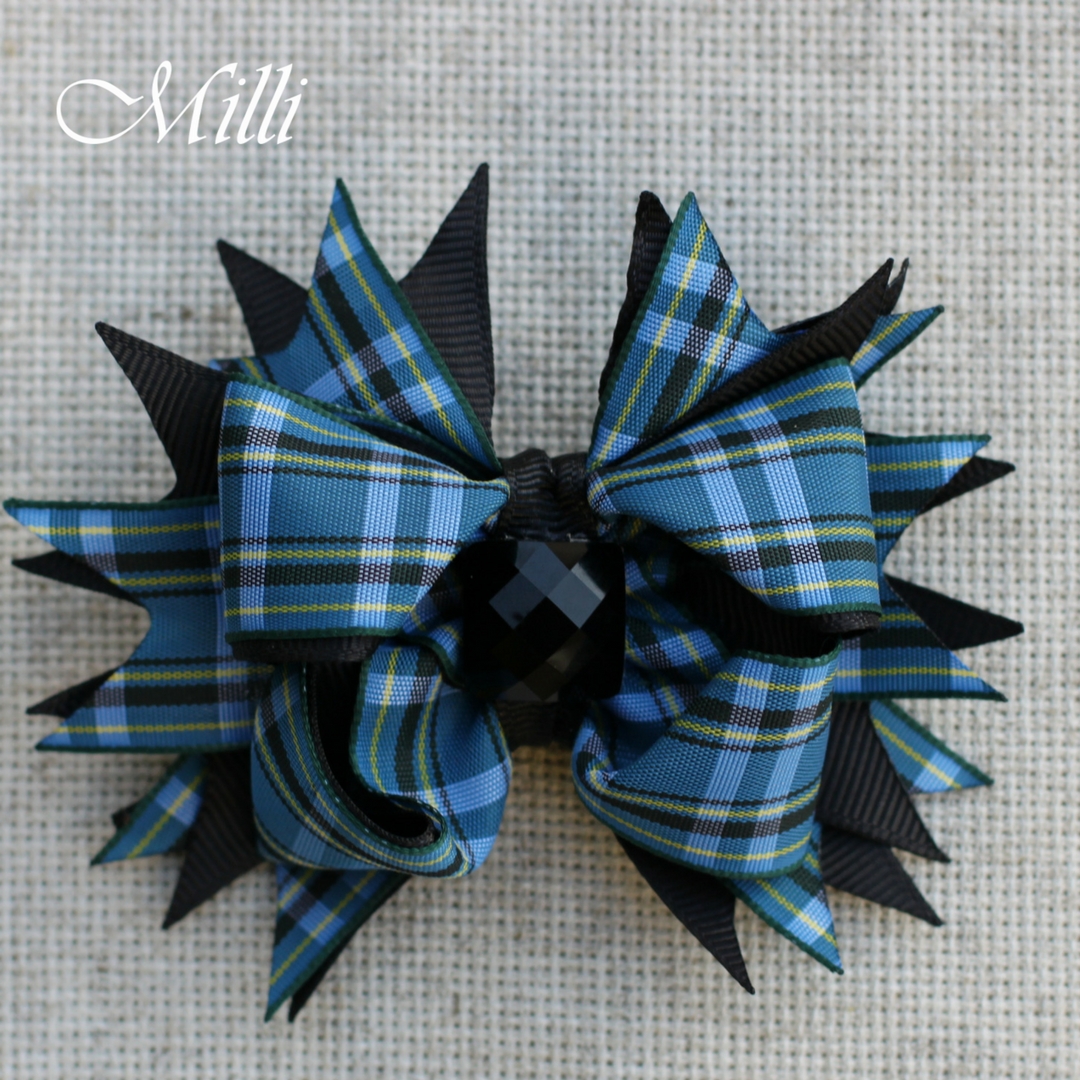 #111 Big hair bow Blue Cells by MilliCrafts.com - 1pcs available