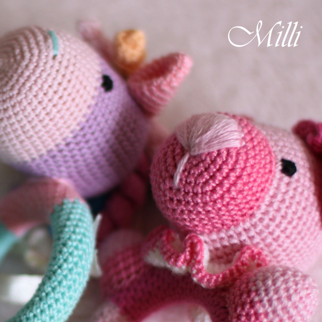 Teether-wooden toy pink handmade by millicrafts.com