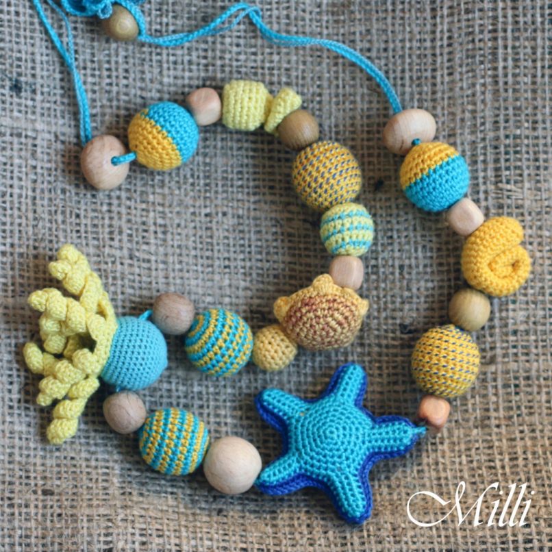 Nursing/ teething Marine Necklace handmade by MilliCrafts..com