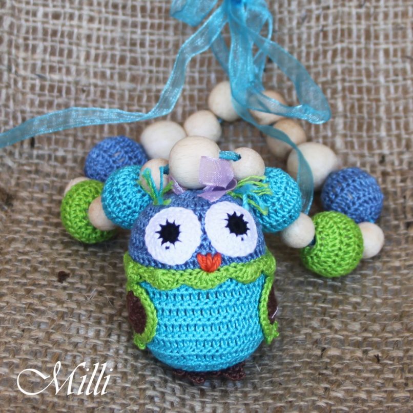 Nursing Necklace owl green-blue millicrafts.com