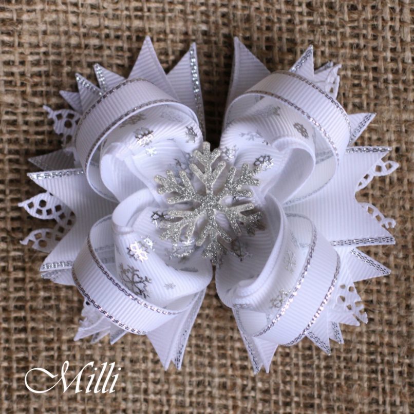 #201 Snowflake hair bow by MilliCrafts.com - 1pcs available