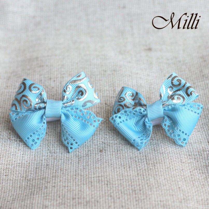 #6 Handmade hair bands/ scrunchies by Millicrafts.com - blue lace- 2pcs available