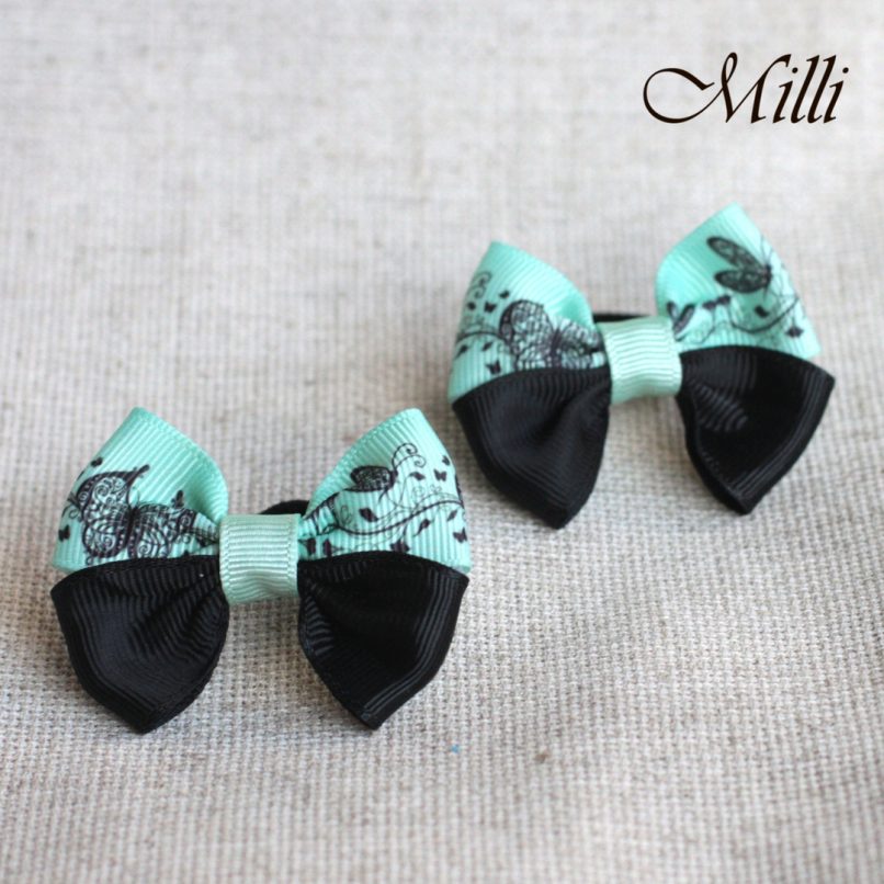 #18 Handmade hair bands/ scrunchies by Millicrafts.com - mint lace and black- 1pcs available