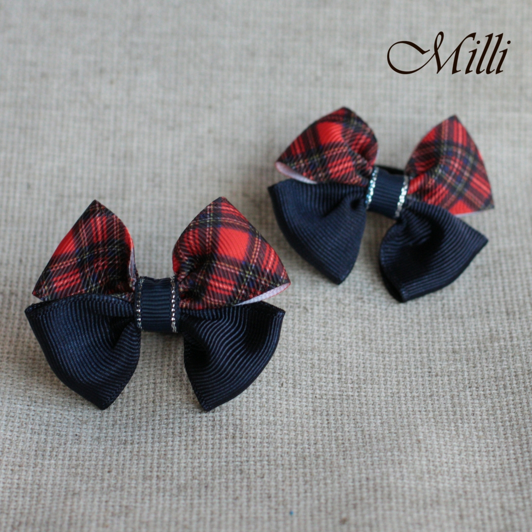 #15 Handmade hair bands/ scrunchies by Millicrafts.com - dark blue and scotland cell- 2pcs available