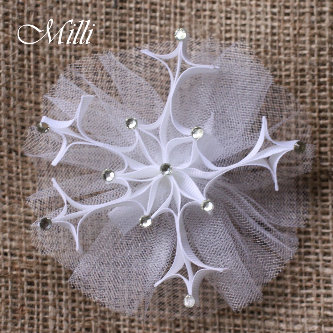 #205 Snowflake New Year hair accessories -hair bow by MilliCrafts.com - 2pcs available