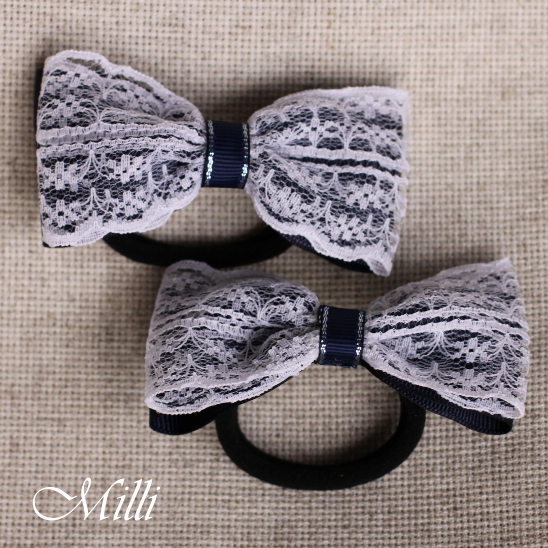 #211 New Year hair bow ponytail holder by MilliCrafts.com - 2pcs available