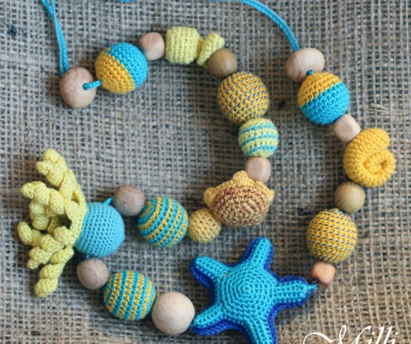 Nursing/ teething Marine Necklace handmade by MilliCrafts..com