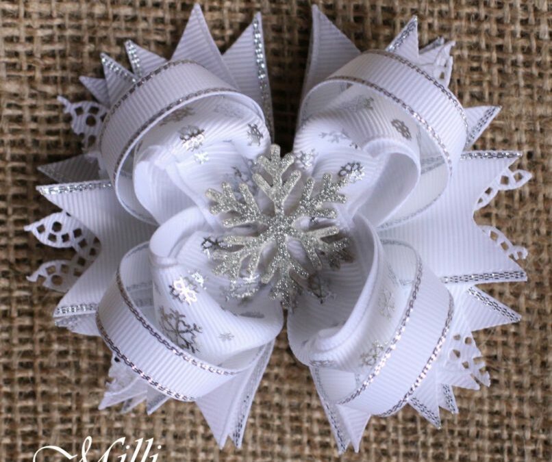 #201 Snowflake hair bow by MilliCrafts.com – 1pcs available