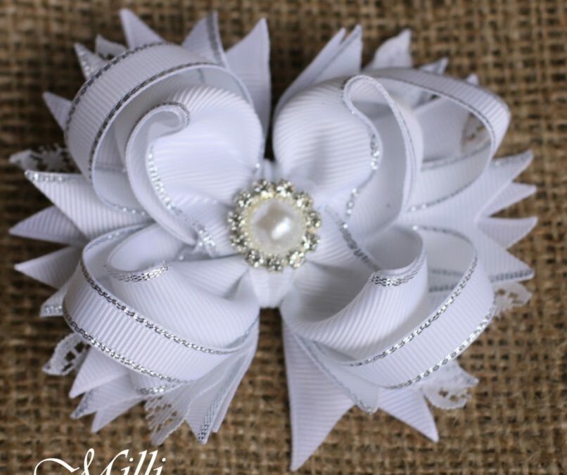 #202 Snowflake New Year hair accessories  -hair bow by MilliCrafts.com – 1pcs available