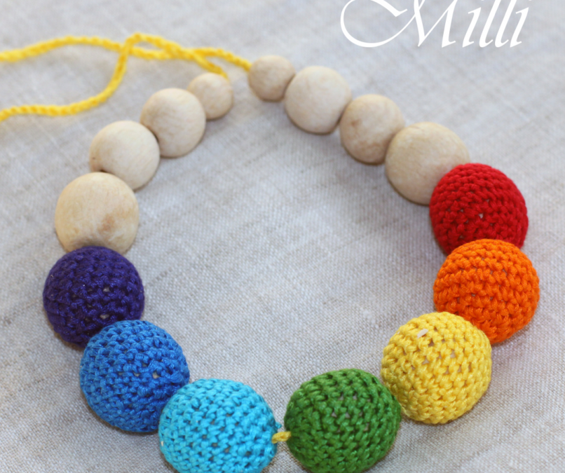 Teething Nursing Rainbow Necklace by MilliCrafts.com