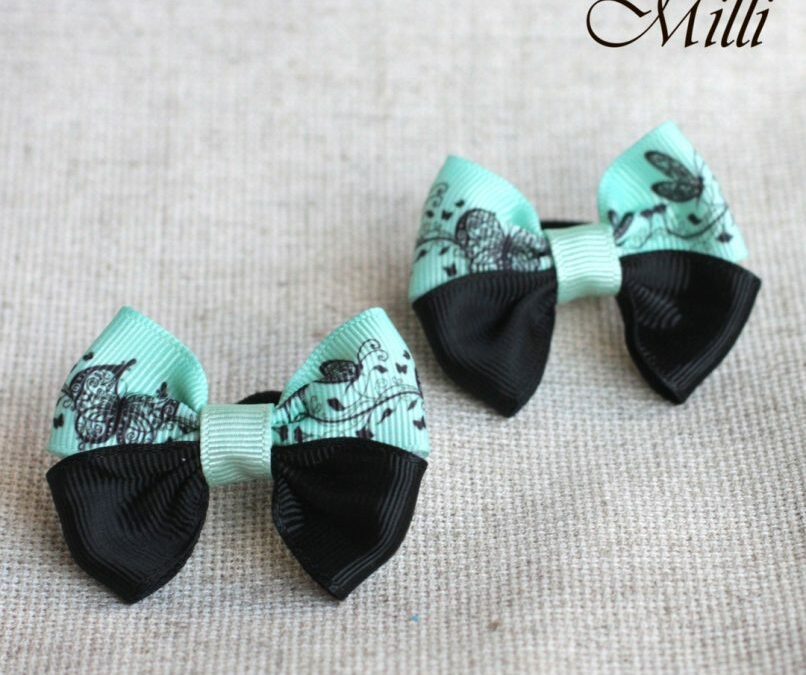 #18 Handmade hair bands/ scrunchies by Millicrafts.com – mint lace and black- 1pcs available