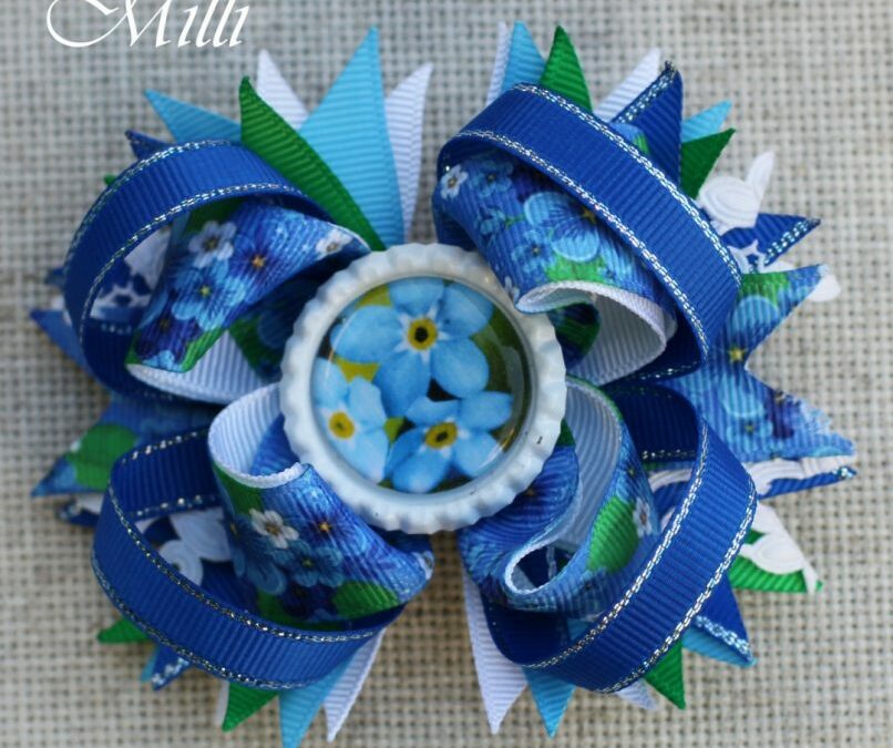 #109 Big hair bow Spring Flowers by MilliCrafts.com – 1pcs available