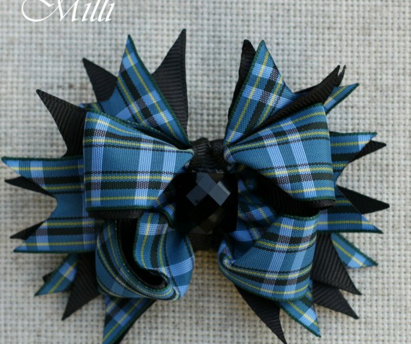 #111 Big hair bow Blue Cells by MilliCrafts.com – 1pcs available