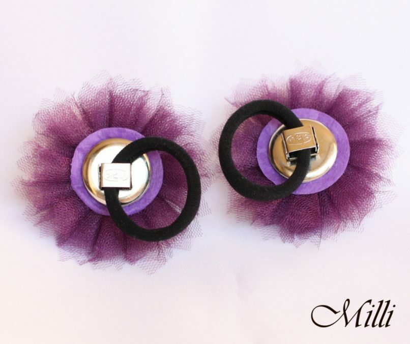 Violet flower ponytail holders by MilliCrafts