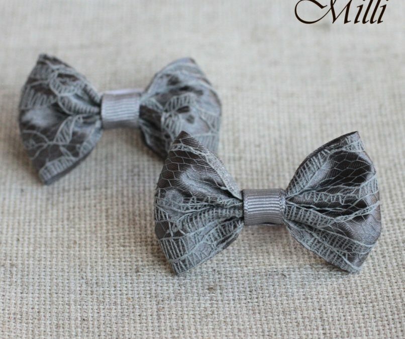 #14 Handmade hair bands/ scrunchies by Millicrafts.com – grey lace- 2pcs available