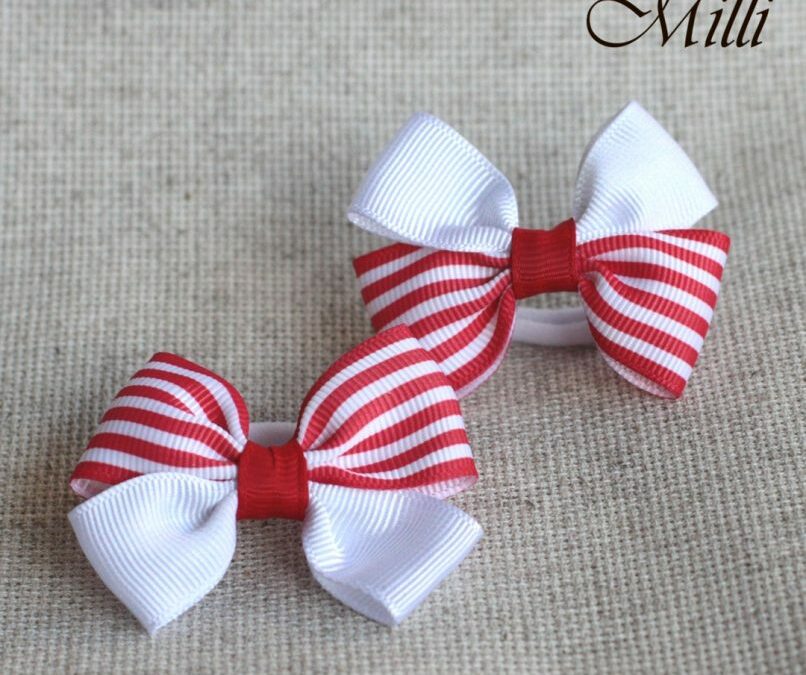 #2 Handmade hair bands/ scrunchies by Millicrafts.com – white and red stripes – 2pcs available