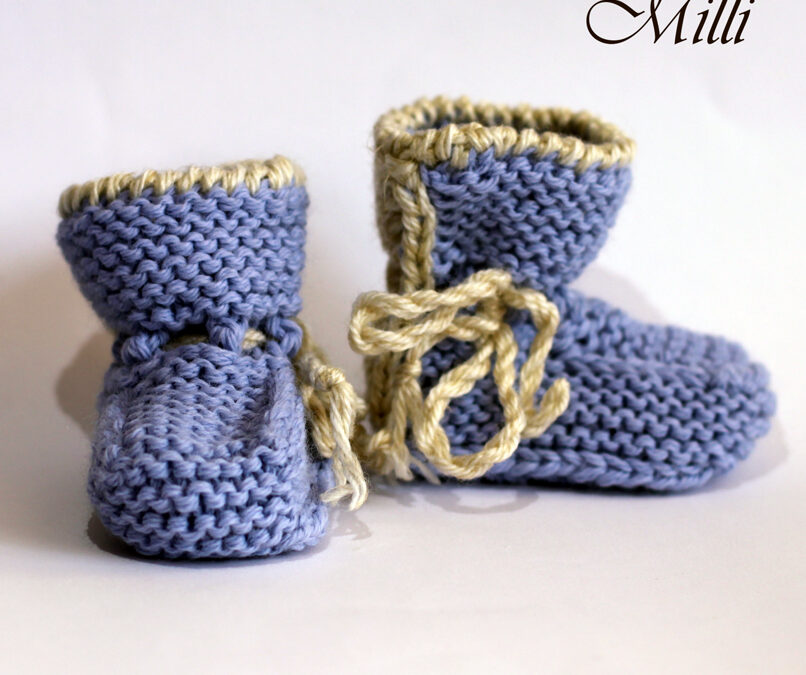 Knitted baby boots by Milli, 9cm length