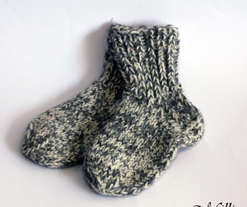 Knitted warm baby socks, 14,5cm length